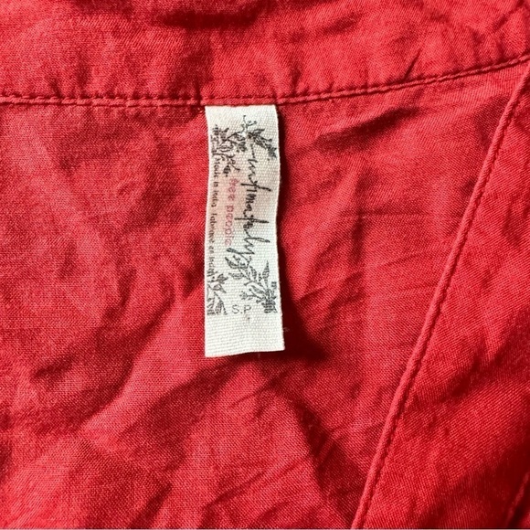 Free People Intimately Call me Later Red Bodysuit Ruffle Sleeve Deep Vneck Small - Picture 7 of 7